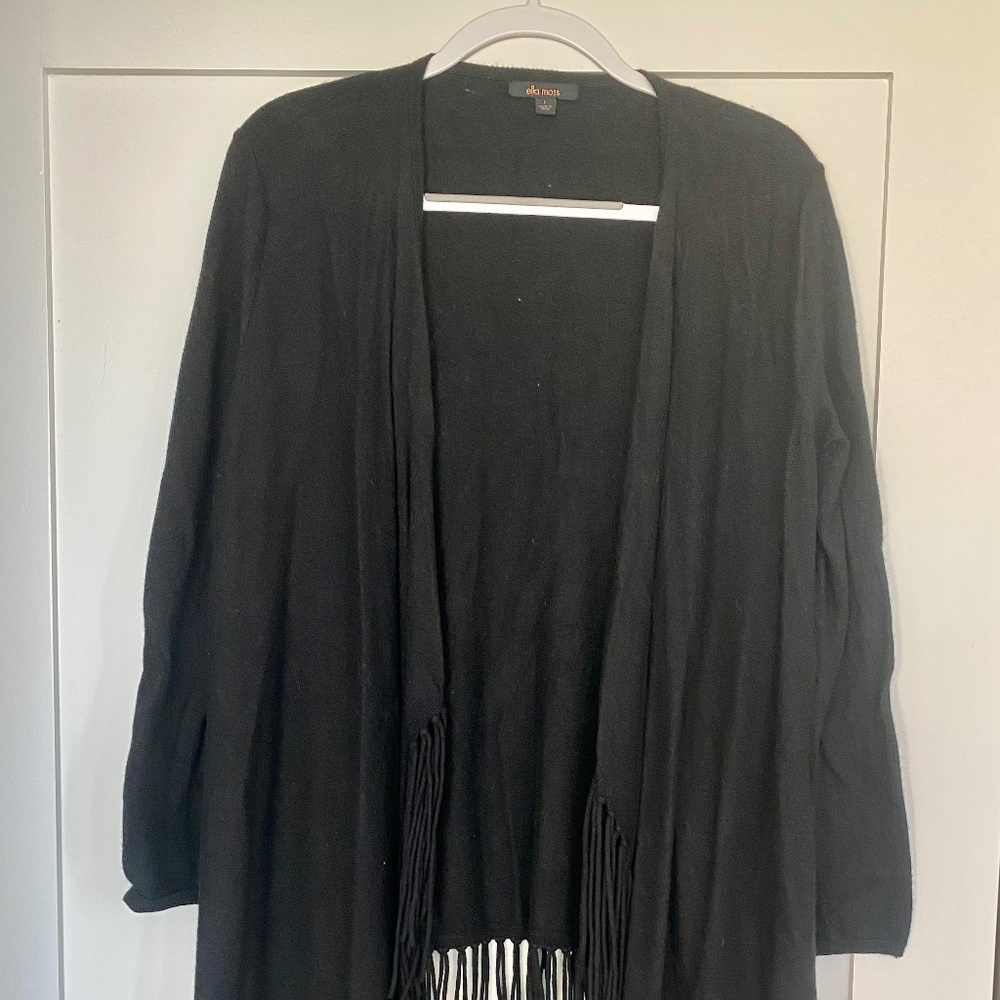 Ella Moss Black Fringe Sweater